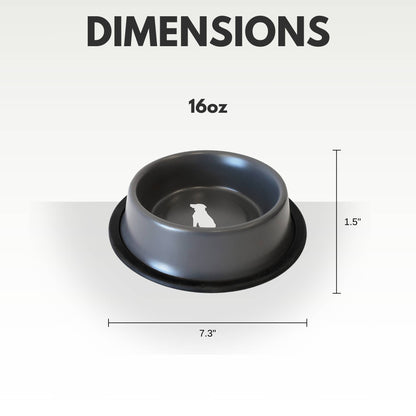 Jojo Modern Pets - Nonskid Stainless Steel Dog Bowl with Dog Print - Matte Gray
