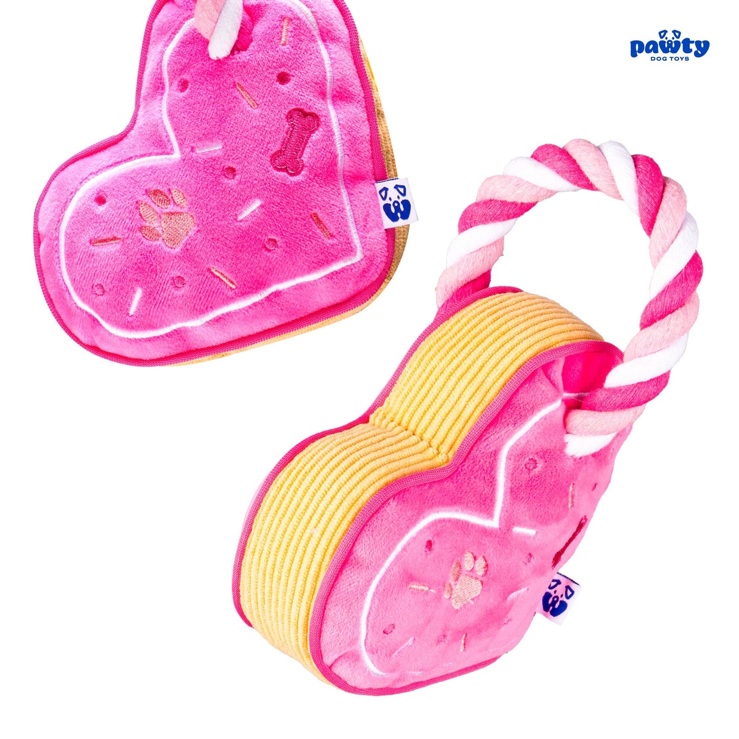 PAWTY Dog Toys - Love Heart w/ Tug Rope