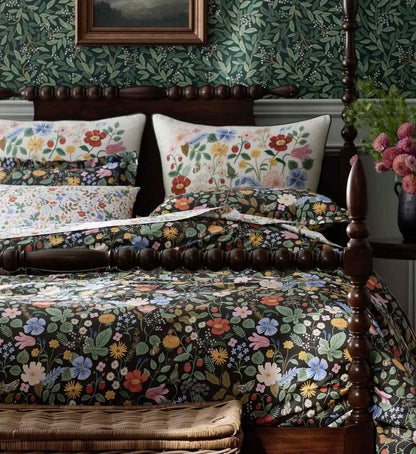 Percale Flat Sheet - Strawberry Fields White