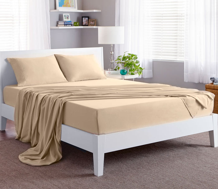 Soft Basic Sheet Set by Bedgear, beige, in bedroom