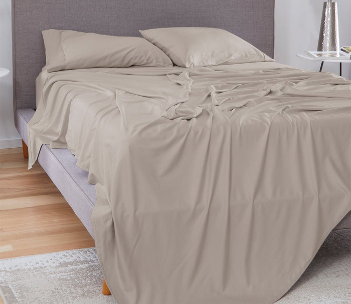 Soft Basic Sheet Set by Bedgear, beige, in bedroom