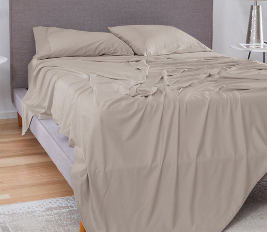 Hyper-Cotton Sheet Set by Bedgear in beige, roomscene