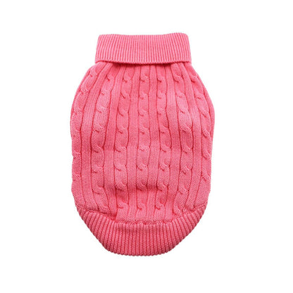 Doggie Design - Combed Cotton Cable Knit Dog Sweater - Candy Pink