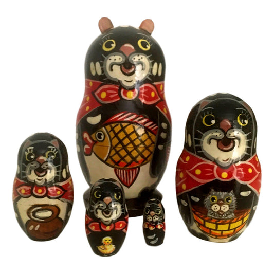 Black cats Russian nesting dolls