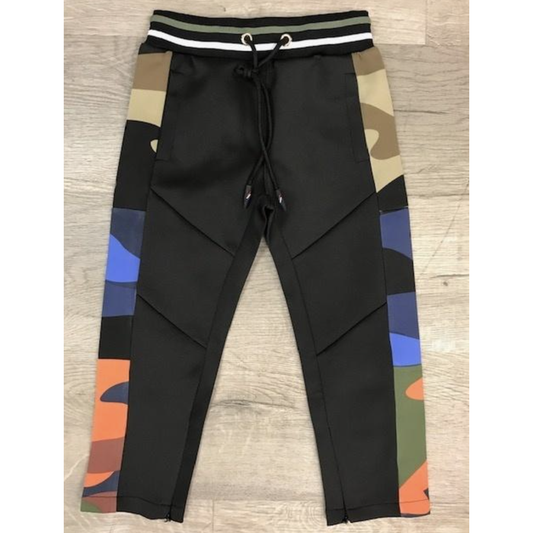 Black Keys Kid's Stickup Artist Green Camo Track Pants, trendy and versatile children's fashion statement