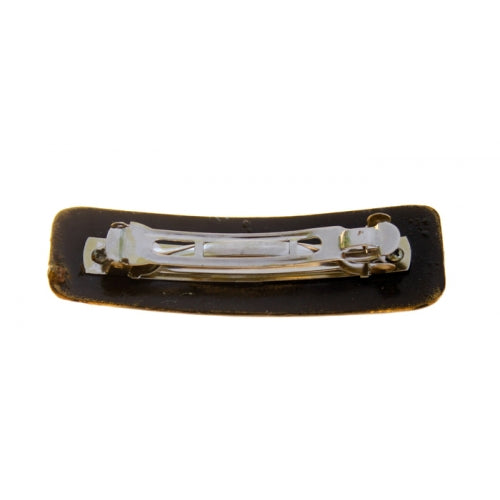 Black Rectangular Hair Clip with Flowers