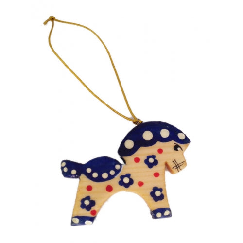 Blue Horse Wooden Christmas Ornament