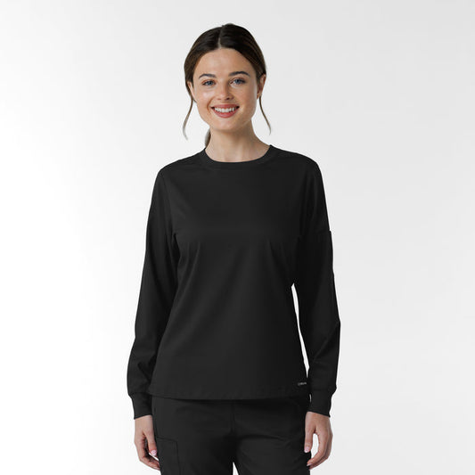 Boundless Women's Classic Long Sleeve Scrub Top - Black