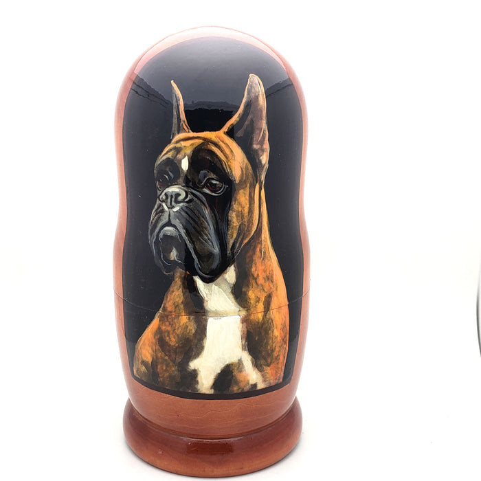 Boxer Short Hair Breed Nesting Doll Set 7" Tall