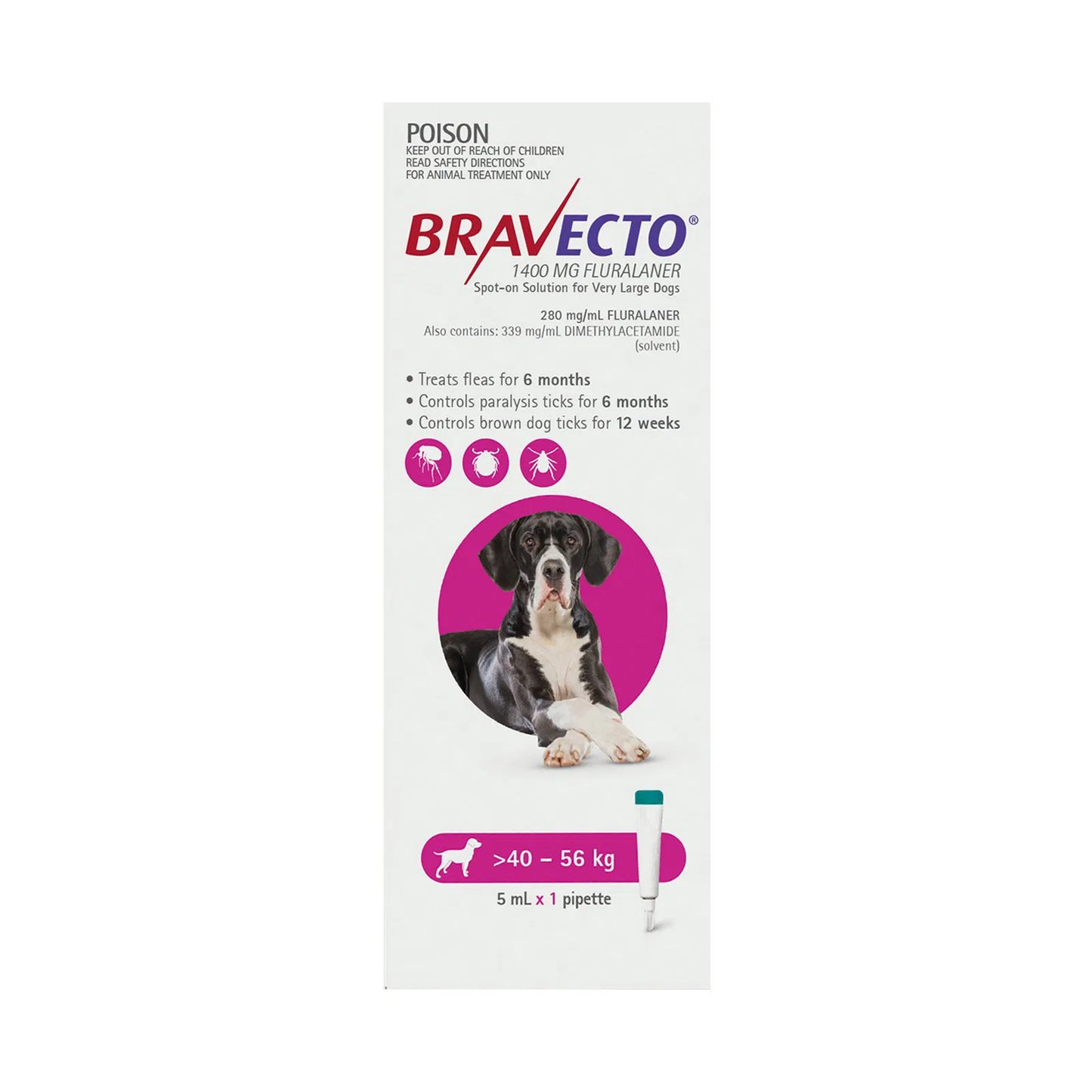 Bravecto - Spot On for X-Large Dogs (40 - 56 kg) Pink