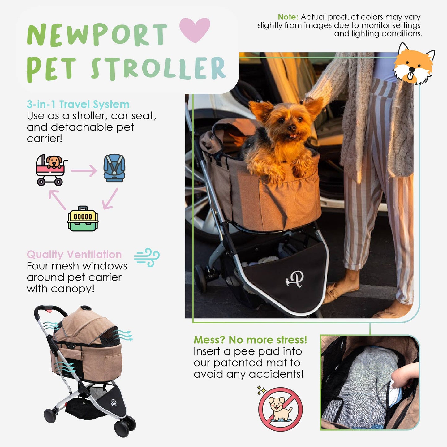 Petique, Inc - Newport Pet Stroller (3-in-1 Travel System)