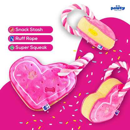 PAWTY Dog Toys - Love Heart w/ Tug Rope