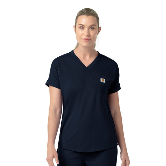 Force Cross-Flex Knit Women's V-Neck Scrub Top Navy