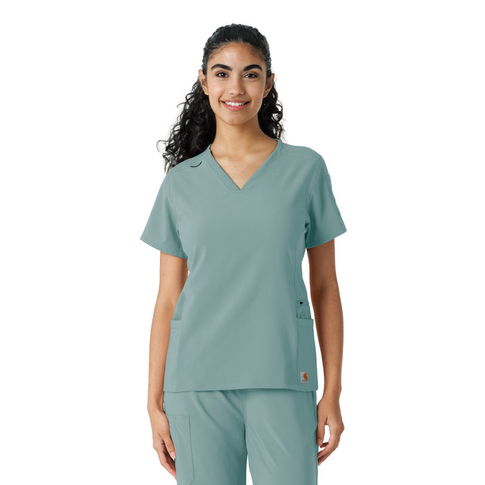 Force Cross-Flex Women's Knit Panel Scrub Top Summer Blue