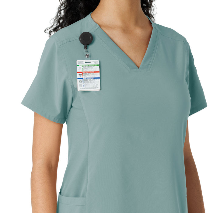 Force Cross-Flex Women's Knit Panel Scrub Top Summer Blue side detail 1