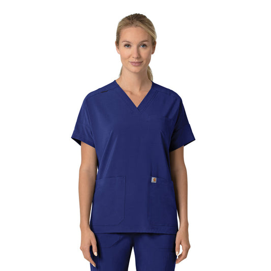 Force Cross-Flex Women's Oversized V-Neck Scrub Top Galaxy Blue