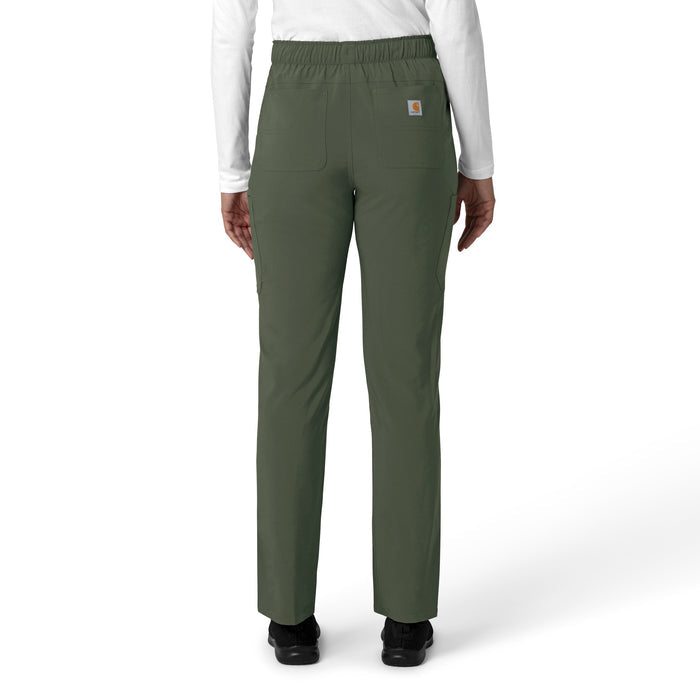 Force Cross-Flex Women's Straight Leg Cargo Scrub Pant Olive back view