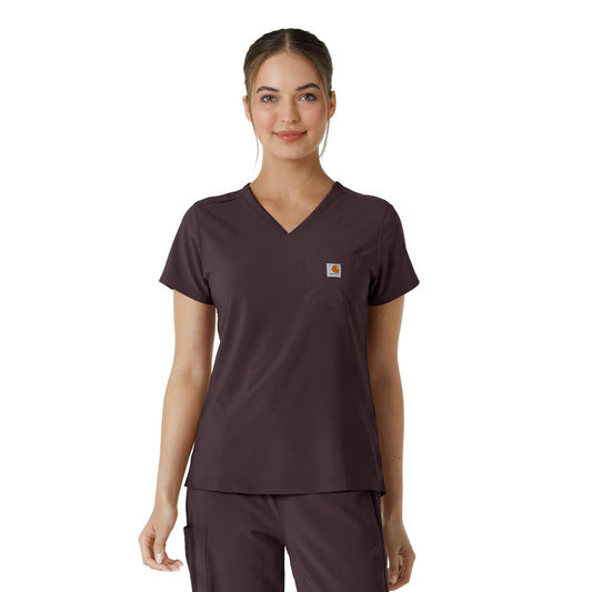 Force Cross-Flex Women's Tuck-In Scrub Top Dark Sepia