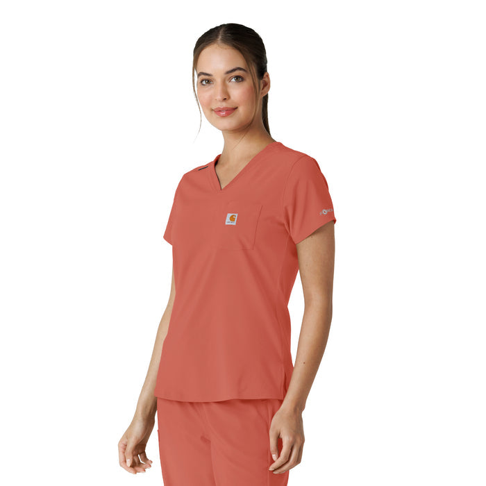 Force Cross-Flex Women's Tuck-In Scrub Top Dusty Cedar side view