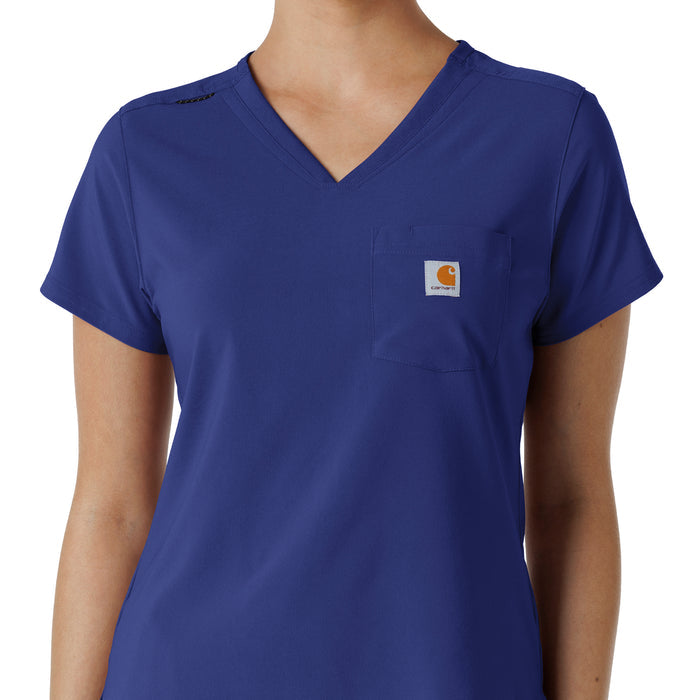 Force Cross-Flex Women's Tuck-In Scrub Top Galaxy Blue front detail