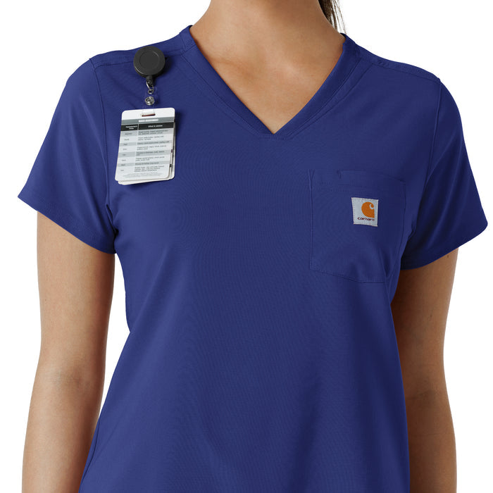 Force Cross-Flex Women's Tuck-In Scrub Top Galaxy Blue side detail 1