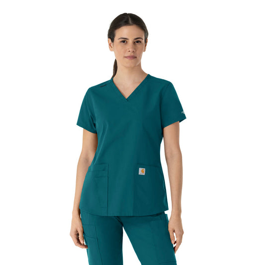 Carhartt Force Essentials Women's V-Neck Scrub Top - Caribbean Blue