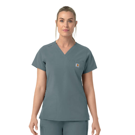 Rugged Flex FLD Women's V-Neck Scrub Top Rolling Thunder