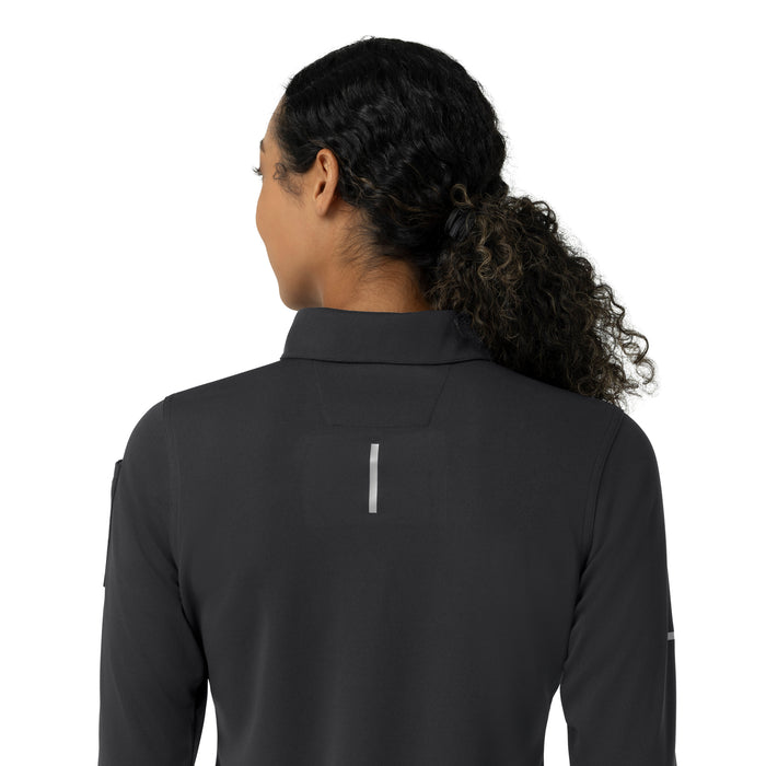 Rugged Flex RSCU Women's Heavyweight Long Sleeve Polo Scrub Top Pewter side detail 1