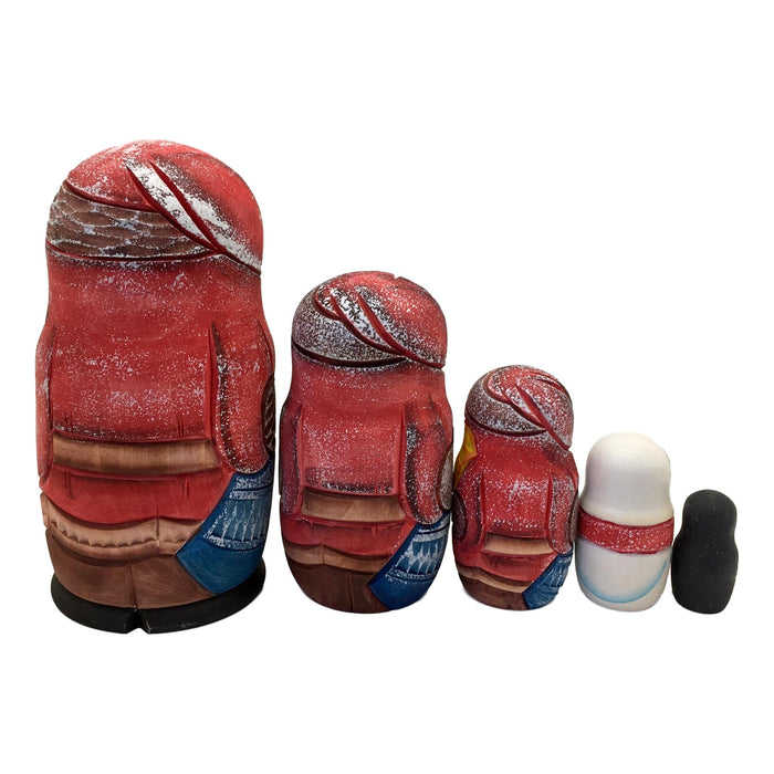 Carved Santa 5 Piece Nesting Doll Set BuyRussianGifts Store