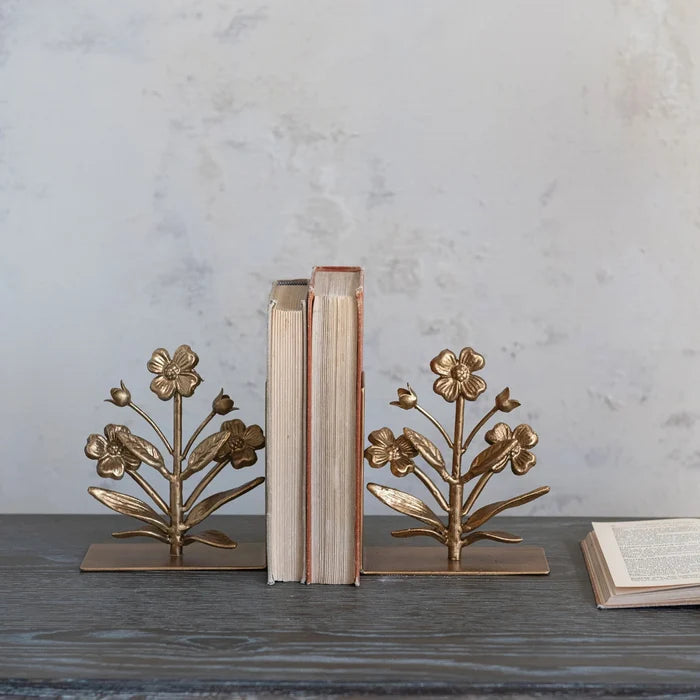 Cast Iron Flower Shaped Bookends