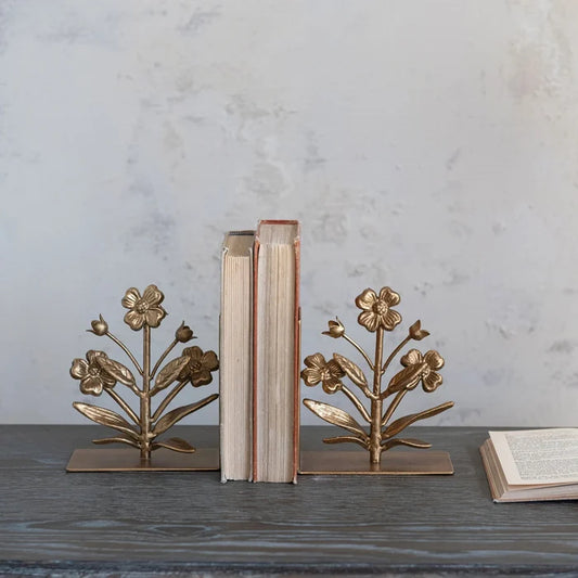 Cast Iron Flower Shaped Bookends