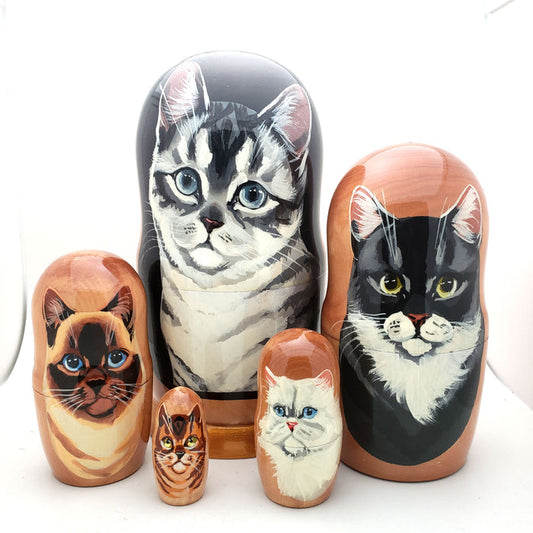 Cat Nesting Matryoshka Doll 7" Tall Set