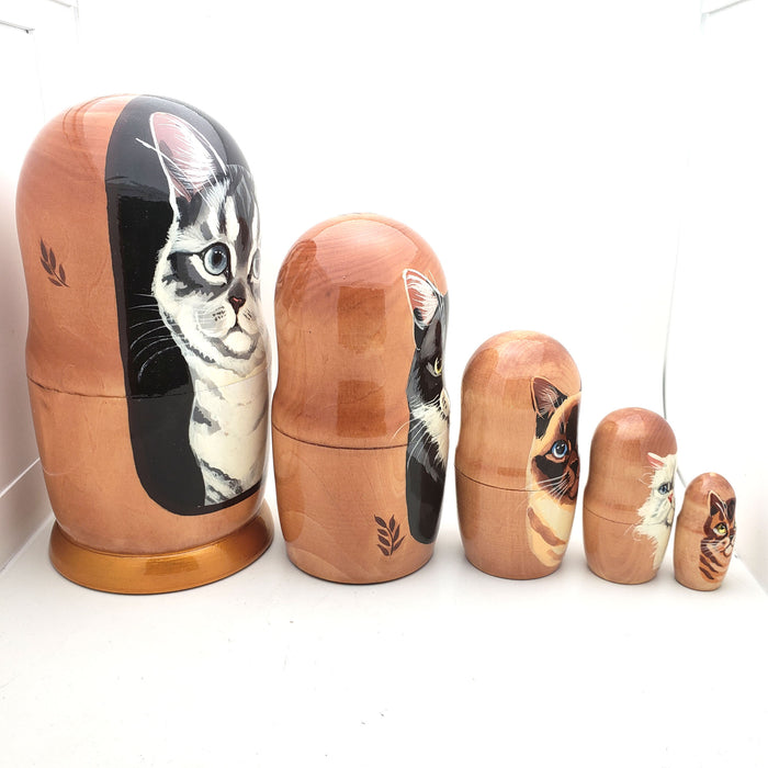 Cat Nesting Matryoshka Doll 7" Tall Set