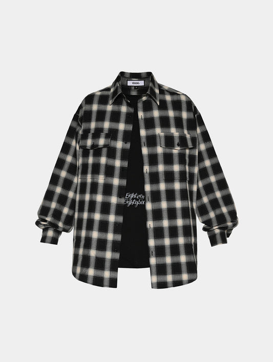 CHECK T SHIRT- DARK GREY