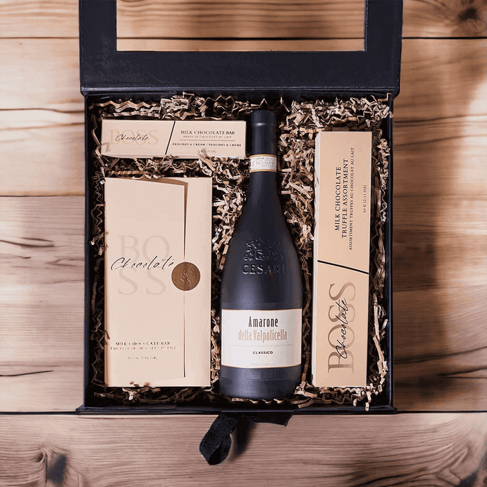 Chocolate & Cesari Amarone Veneto Wine Box from Monthly Sommelier USA - Wine Gift Basket - USA Delivery