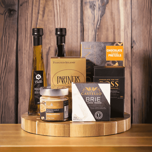 "Chocolate & Gourmet Snacks". A special gift for someone special, loaded with deliciously luxurious snacks and delicacies.