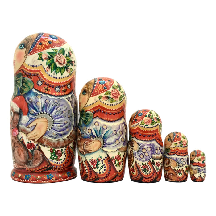 Weiner Dog Dachshund Breed Matryoshka Doll 4"Tall Set BuyRussianGifts Store