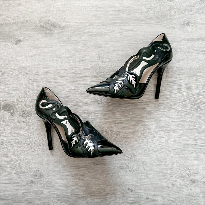 Christopher Kane Black Silver Detail Pointed Toe High Heels - House Of Huntington