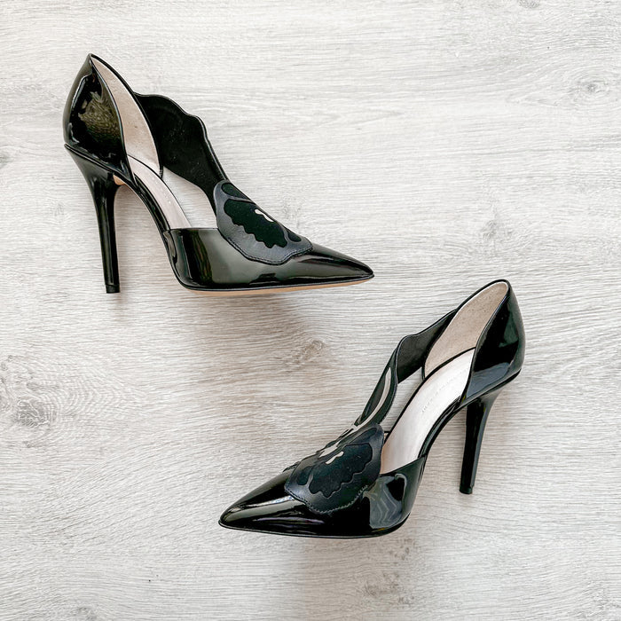 Christopher Kane Black Silver Detail Pointed Toe High Heels - House Of Huntington