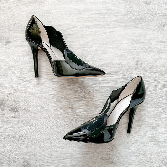 Christopher Kane Black Silver Detail Pointed Toe High Heels - House Of Huntington