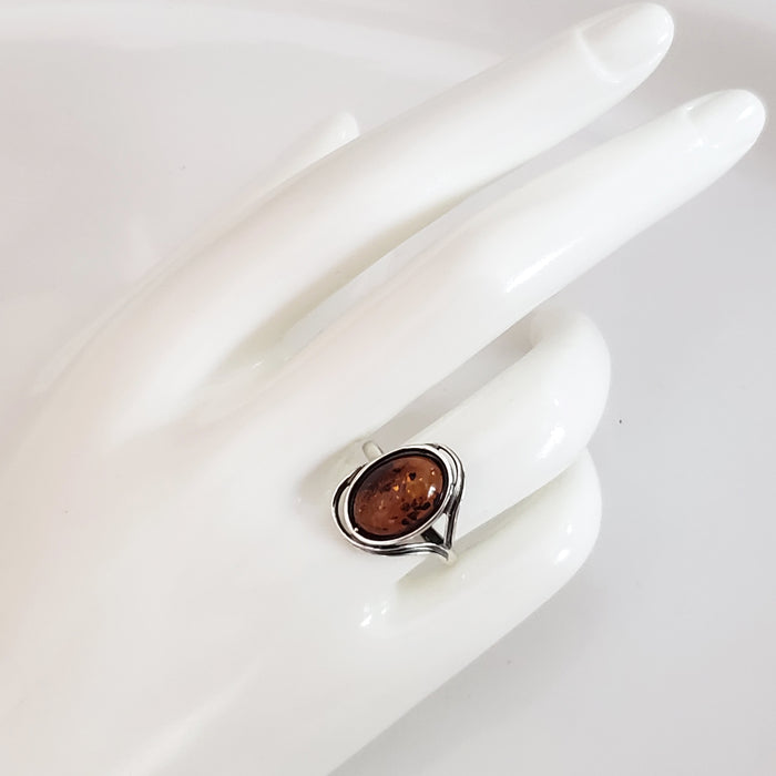 oval genuine amber ring