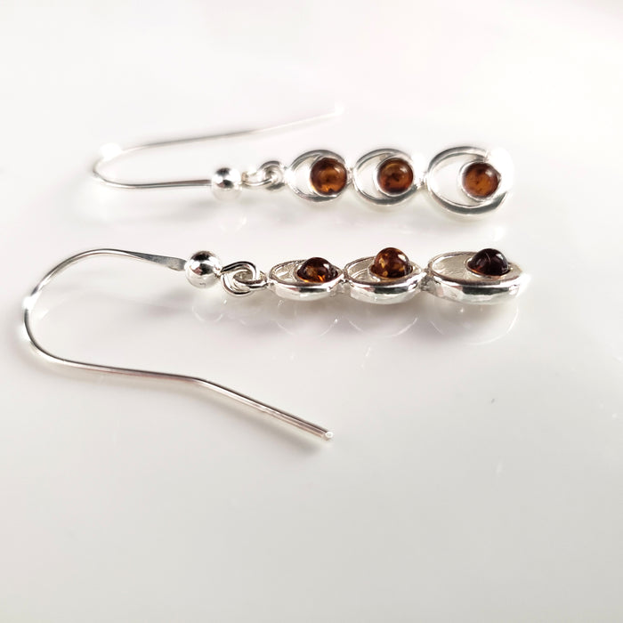 Cognac Amber in Sterling Silver Light Earrings BuyRussianGifts Store