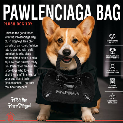 Chomp Haus - Pawlenciaga Bag – Plush Squeaky Designer Dog Toy