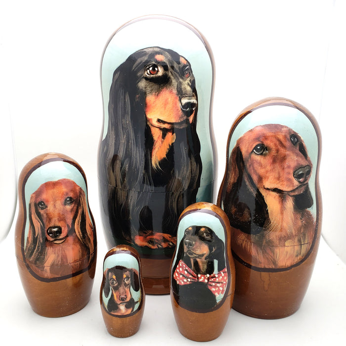 Dachshund Weiner Dog Breed Nesting Doll 7"Tall Set