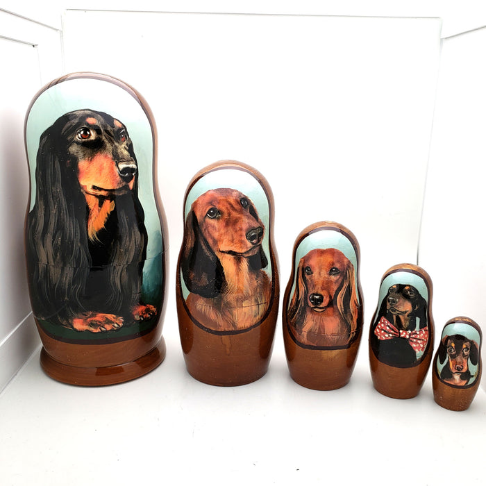 Dachshund Weiner Dog Breed Nesting Doll 7"Tall Set