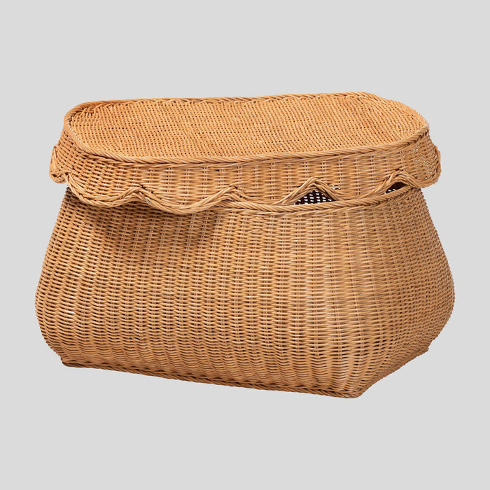 Dashiell Lidded Rattan Basket by bali & pari — with storage open
