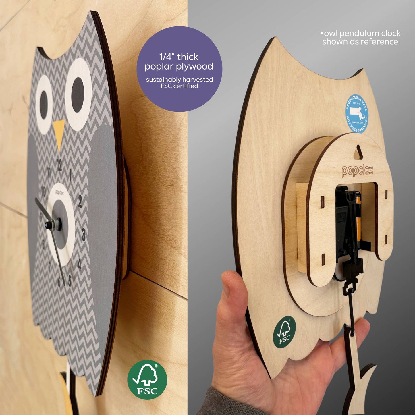 Cleo Chicken Pendulum Clock - Wood