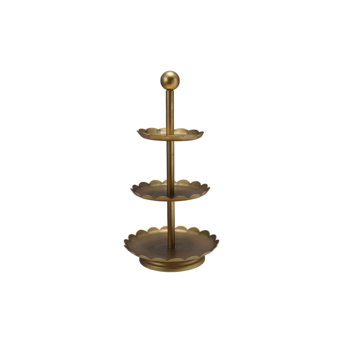 Decorative Metal 3-Tier Tray with Scalloped Edges