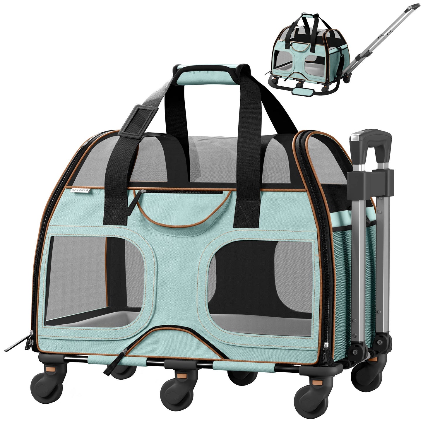 Katziela - Luxury Rider Pet Carrier with Removable Wheels - 4 Colors
