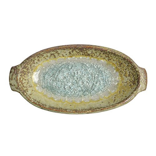 Dock 6 Pottery 9" Oval Dish with Fused Glass - The Barrington Garage